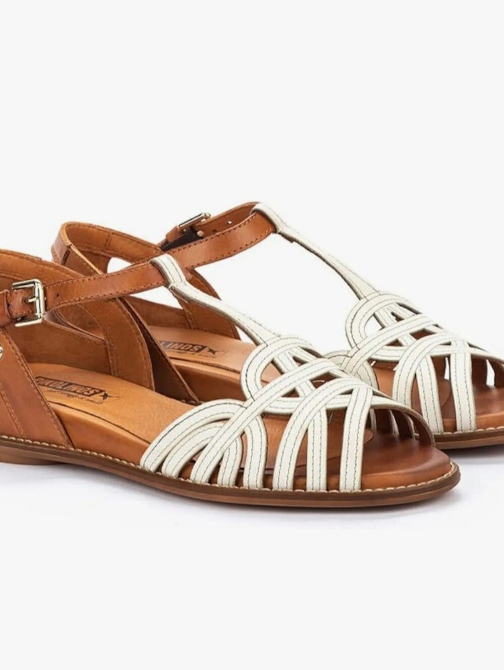 Pikolinos brown & white leather sandals / 39/8